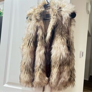 Ci Sono Faux Fur Vest in Brown and Cream Medium